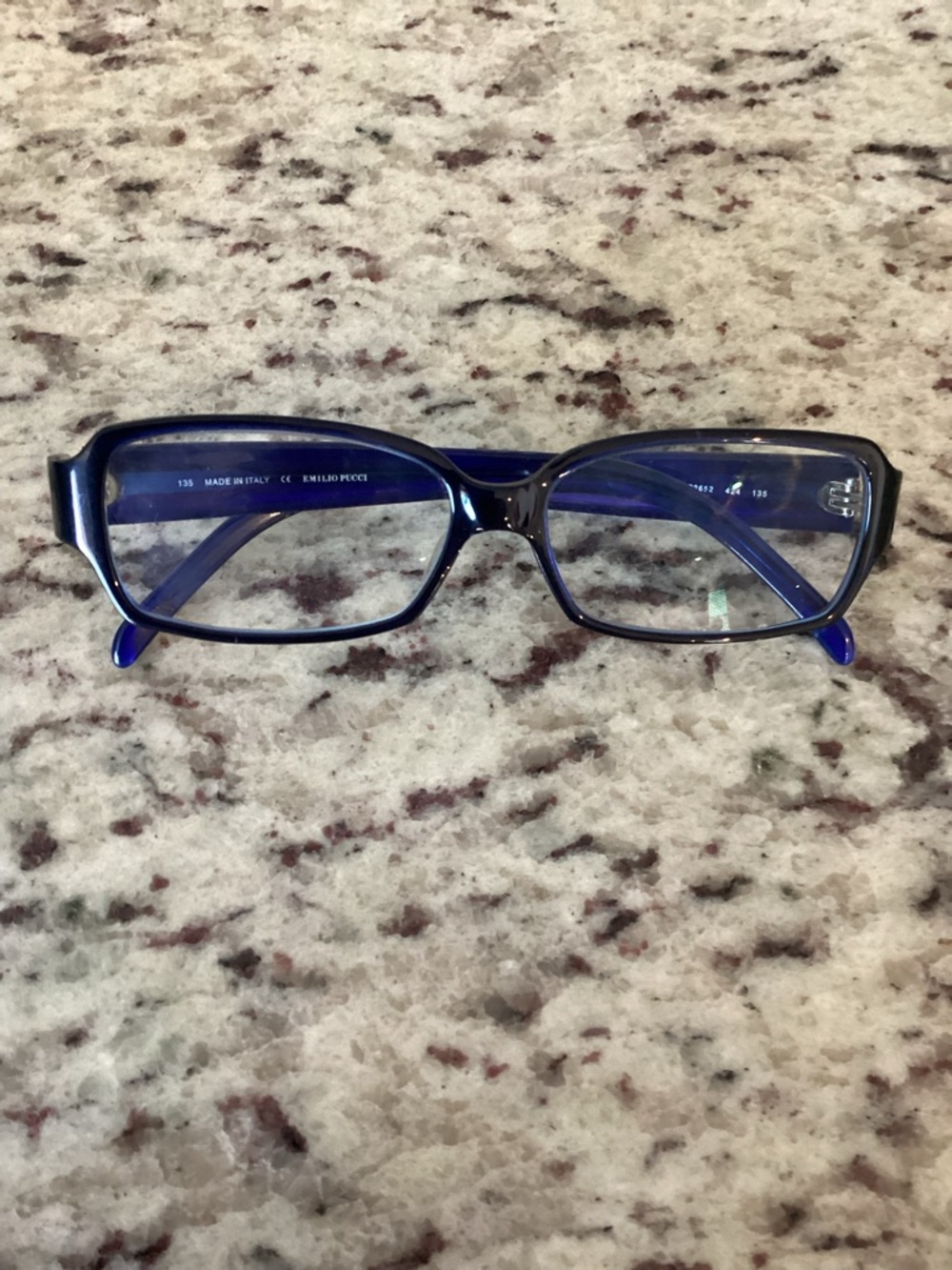 Emilio Pucci Glossy Deep Blue Rectangular Eyeglasses